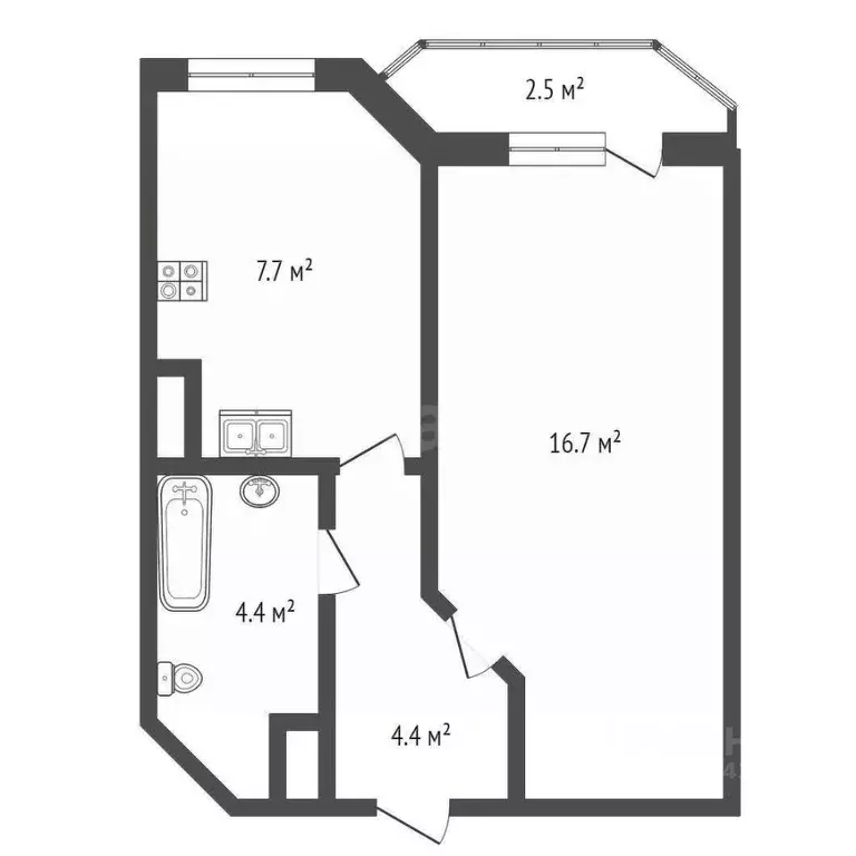 1-к кв. Санкт-Петербург ул. Димитрова, 3к1 (33.7 м) - Фото 1