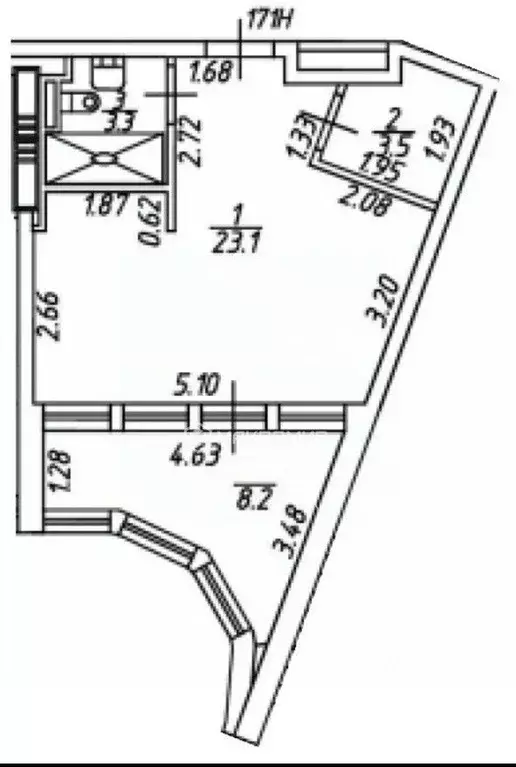 Студия Санкт-Петербург просп. Энергетиков, 2к2 (38.1 м) - Фото 1