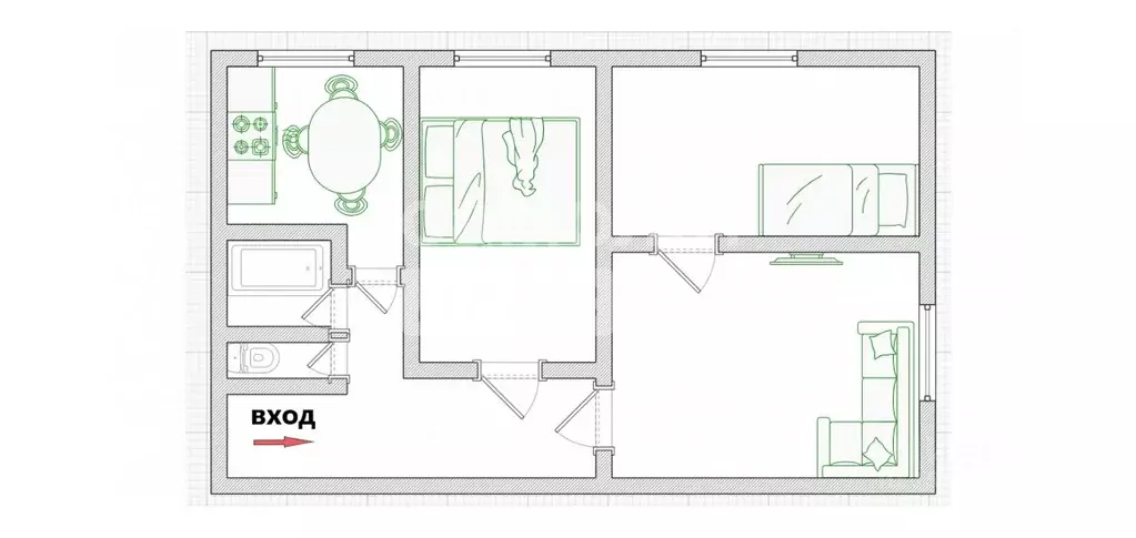 3-к кв. Омская область, Омск ул. Орджоникидзе, 270 (52.2 м) - Фото 2