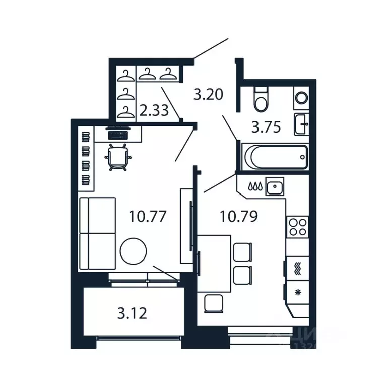 1-к кв. Ленинградская область, Ломоносовский район, Аннинское ... - Фото 1