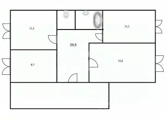 3-к кв. Томская область, с. Кожевниково ул. Чекулаева, 20 (59.9 м) - Фото 2