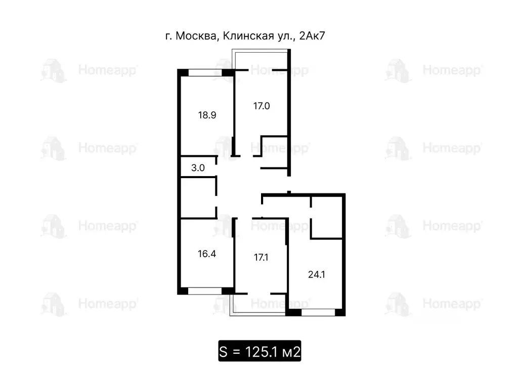 4-к кв. Москва Клинская ул., 2Ак7 (125.1 м) - Фото 2