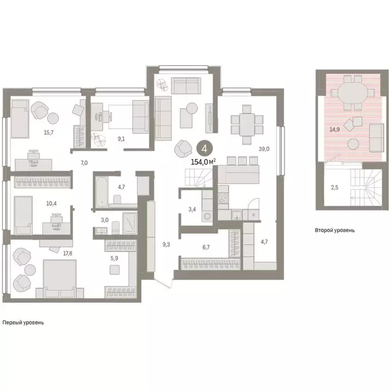 4-комнатная квартира: Тюмень, Мысовская улица, 26к1 (153.96 м) - Фото 1