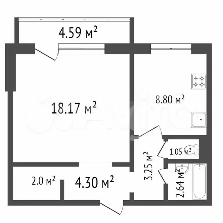 1-к. квартира, 40 м, 6/10 эт. - Фото 0