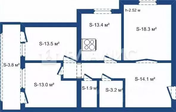 3-к кв. Брянская область, Брянск Белорусская ул., 48 (81.1 м) - Фото 1