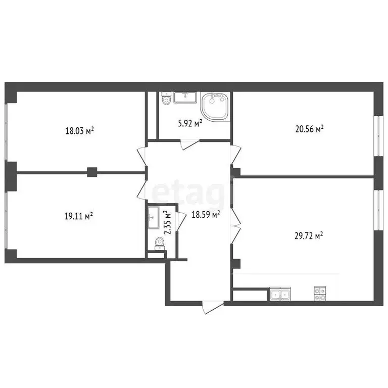 3-комнатная квартира: Нальчик, Профсоюзная улица, 236 (71 м) - Фото 1