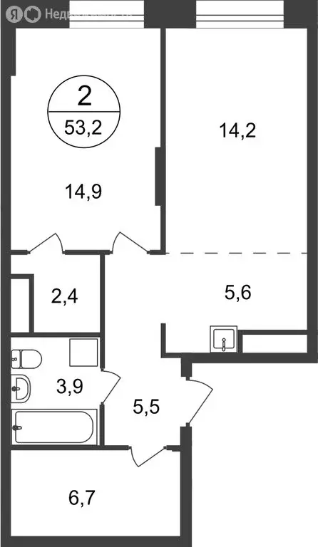 2-комнатная квартира: Московский, улица Никитина, 3к3 (53.2 м) - Фото 1