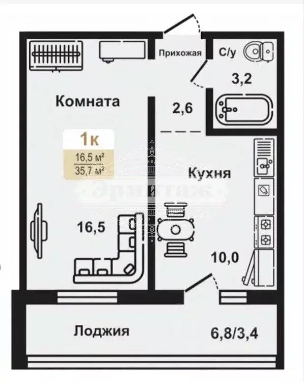 1-к кв. Курганская область, Курган Заозерный жилрайон, 8-й мкр, 12 ... - Фото 2