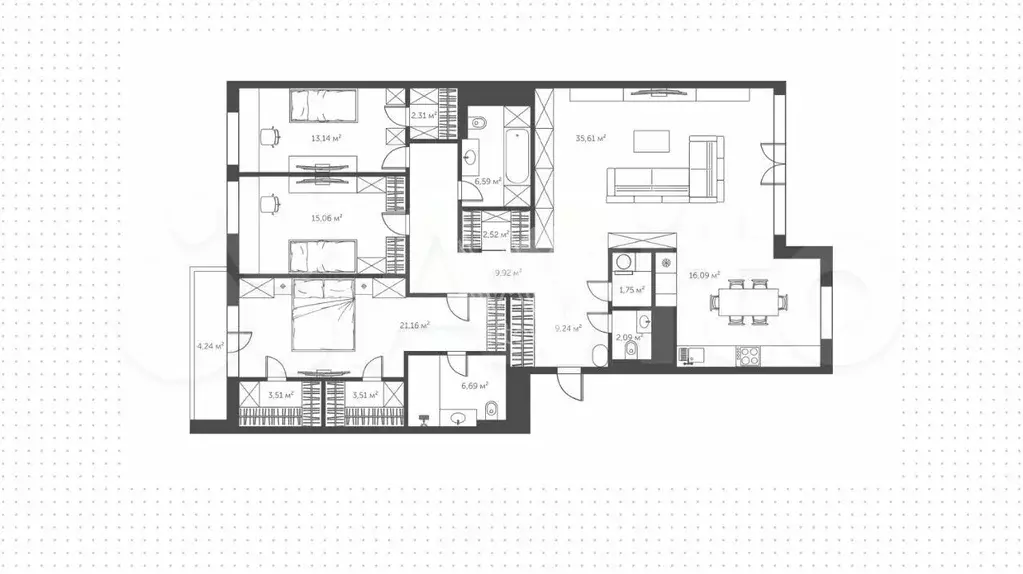 4-к. квартира, 160 м, 6/8 эт. - Фото 0