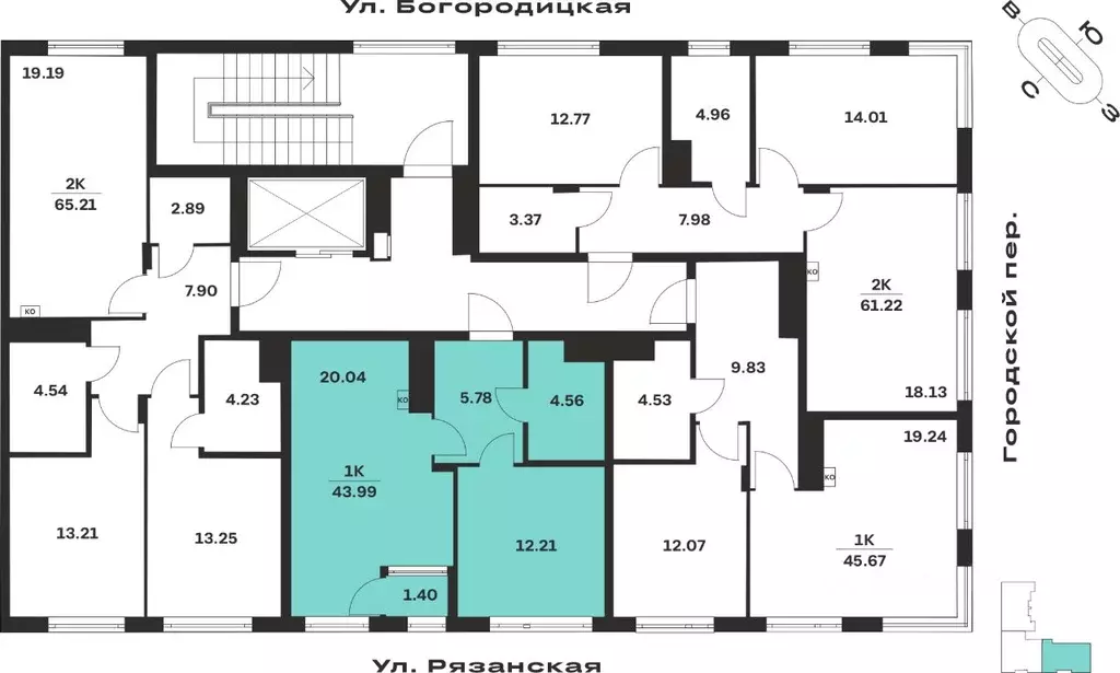 1-к кв. Тульская область, Тула ул. Богородицкая, 8В (43.99 м) - Фото 1