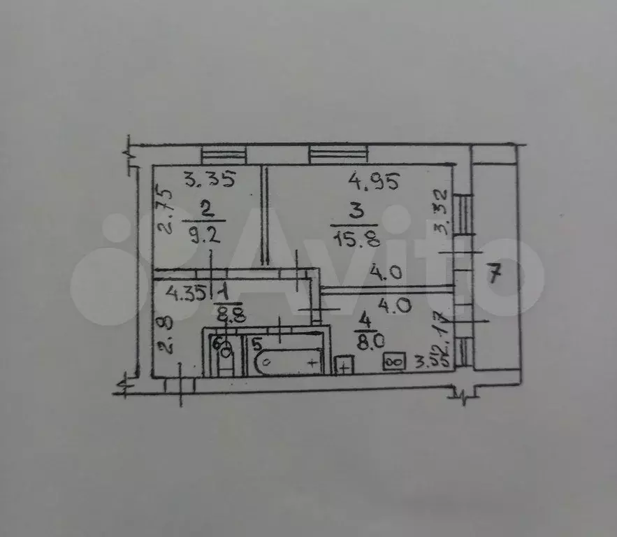 3-к. квартира, 49,2 м, 1/2 эт. - Фото 0