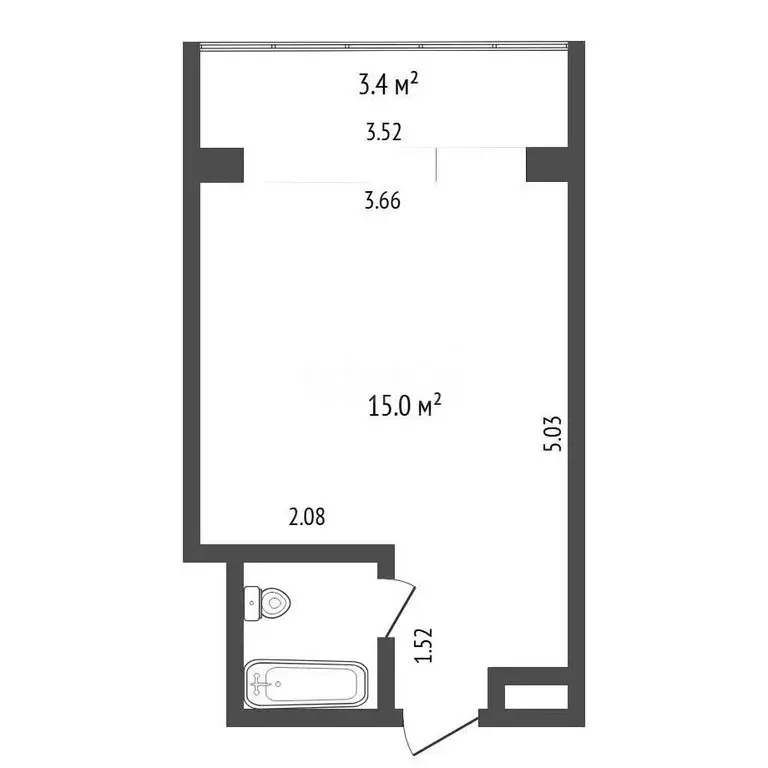 Квартира-студия: Тюмень, Олимпийская улица, 20 (20.3 м) - Фото 1