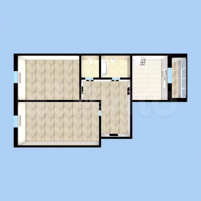 2-к. квартира, 55 м, 3/9 эт. - Фото 0