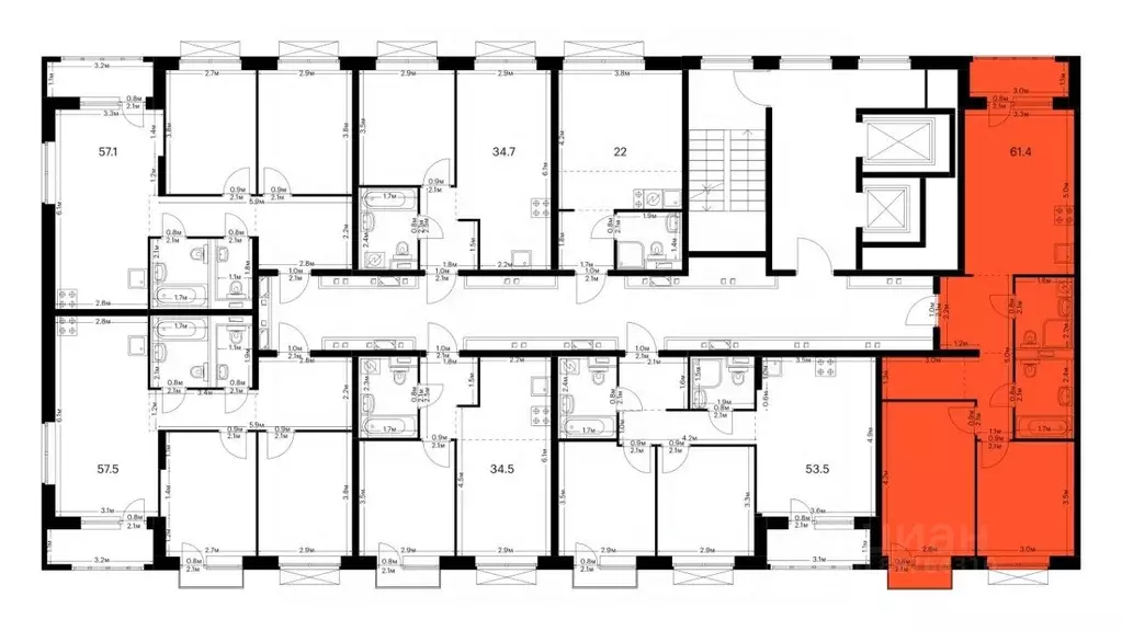 2-к кв. Татарстан, Казань Сиберово жилой комплекс, 1 (61.4 м) - Фото 2
