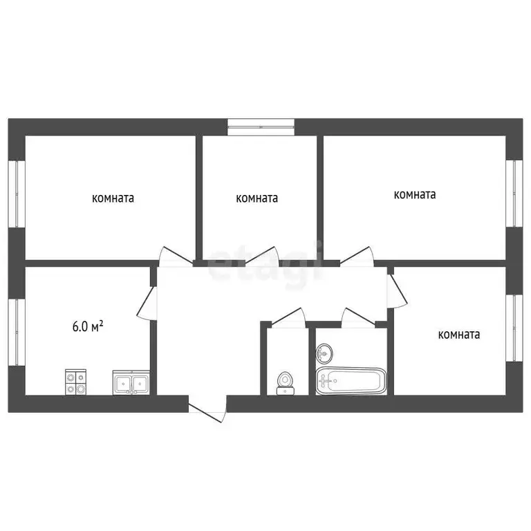 Квартира, 4 комнаты, 68.7 м - Фото 0
