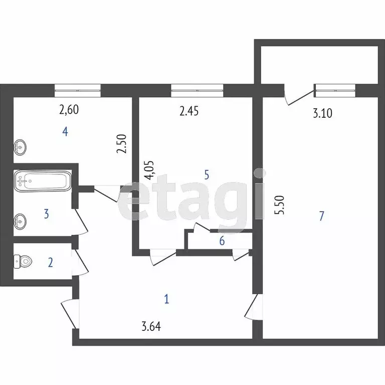 2-комнатная квартира: Улан-Удэ, Краснофлотская улица, 38 (44.6 м) - Фото 1
