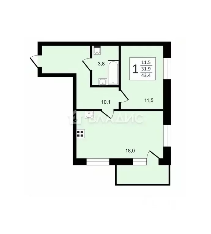 1-к кв. Ленинградская область, Мурино Всеволожский район, ул. ... - Фото 2