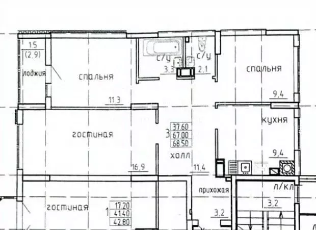3-к кв. Калининградская область, Калининград Тихорецкая ул., 22 (68.5 ... - Фото 2