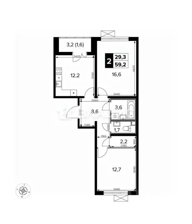 2-к кв. Московская область, Ленинский городской округ, пос. Битца ... - Фото 2