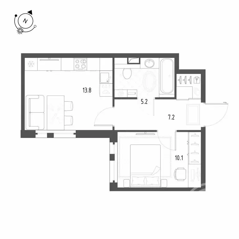 1-комнатная квартира: посёлок Шушары, Чудовская улица, 14к1 (36.2 м) - Фото 1