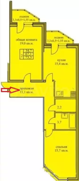 2-к. квартира, 74 м, 8/16 эт. - Фото 0