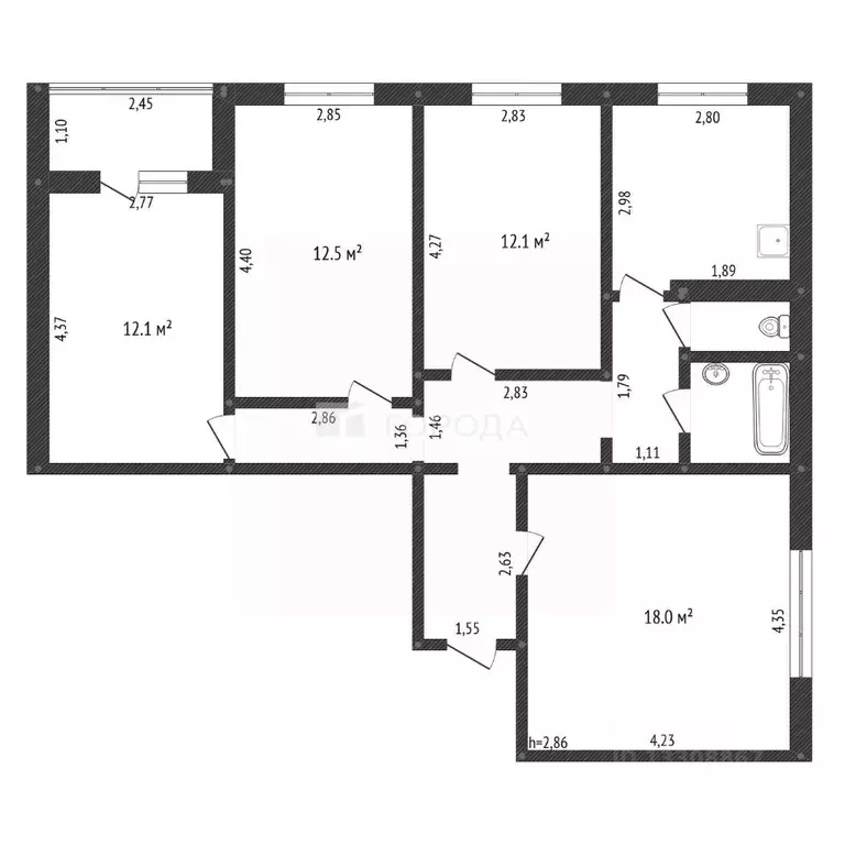 3-к кв. Кемеровская область, Новокузнецк ул. Кирова, 64 (107.0 м) - Фото 1