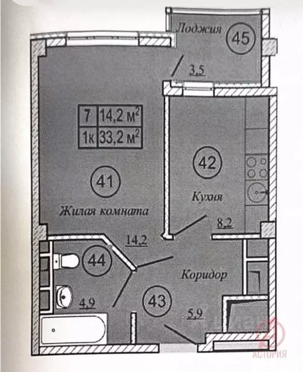 1-к кв. Краснодарский край, Новороссийск ул. Видова, 121А (33.2 м) - Фото 1