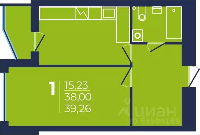 1-к кв. Башкортостан, Уфа просп. Дружбы Народов, 51 (39.3 м) - Фото 1