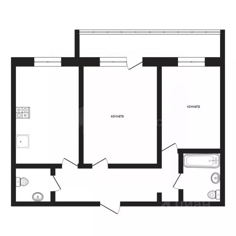 2-к кв. Тюменская область, Тюмень ул. Ю.-Р.Г. Эрвье, 14к2 (56.0 м) - Фото 1