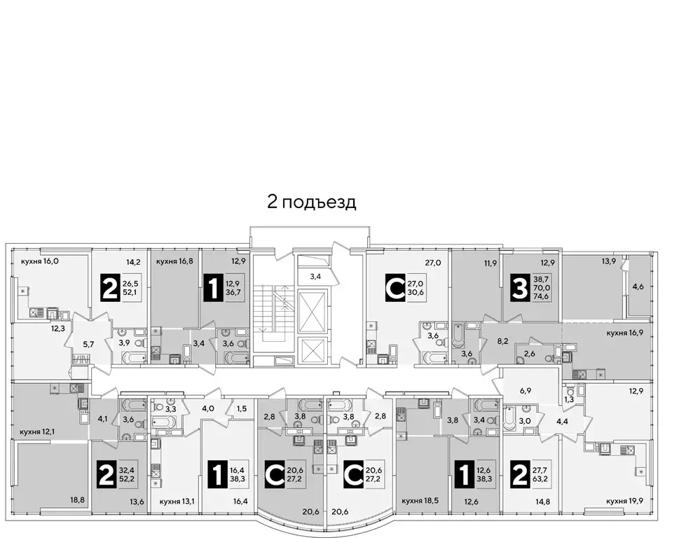 1-к кв. Краснодарский край, Краснодар Самолет-6 жилой комплекс (36.2 ... - Фото 2