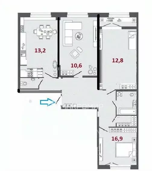 3-к кв. Санкт-Петербург ул. Парфеновская, 9к1 (73.1 м) - Фото 1