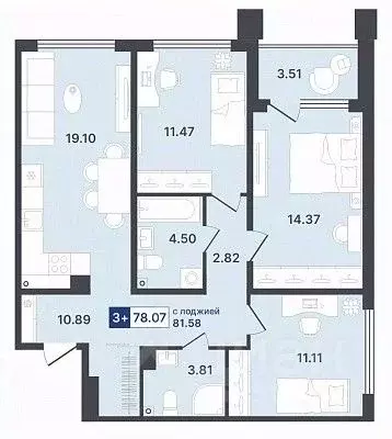 3-к кв. Тюменская область, Тюмень Ставропольская ул., 1 (78.07 м) - Фото 0