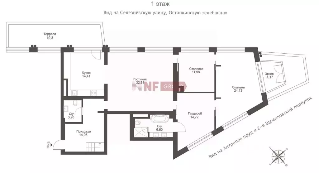 3-к кв. Москва Селезневская ул., 22 (171.2 м) - Фото 2