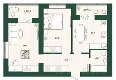 2-к кв. Самарская область, Волжский район, Смышляевка городское ... - Фото 1