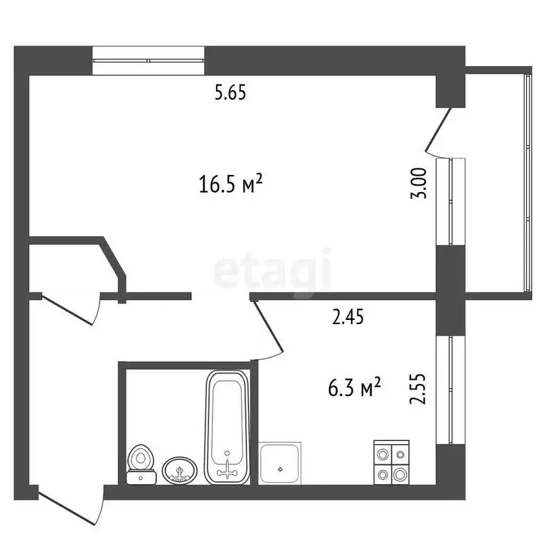1-комнатная квартира: Омск, микрорайон Заозёрный, Коммунальная улица, ... - Фото 1