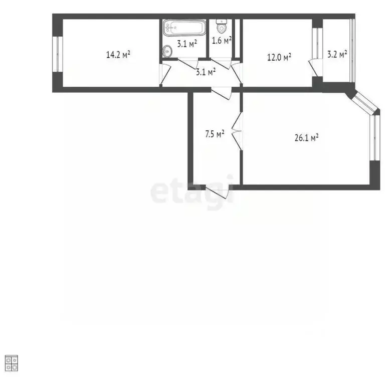 2-к кв. Санкт-Петербург Глухарская ул., 27к1 (67.5 м) - Фото 1