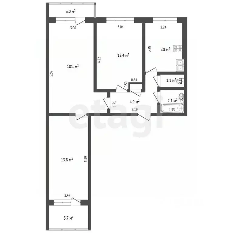 3-к кв. Самарская область, Самара Московское ш., 131 (59.1 м) - Фото 1