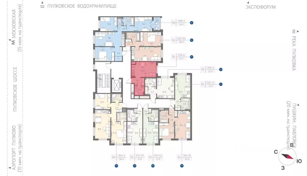 Студия Санкт-Петербург пос. Шушары, Пулково Лэйк жилой комплекс (22.7 ... - Фото 2