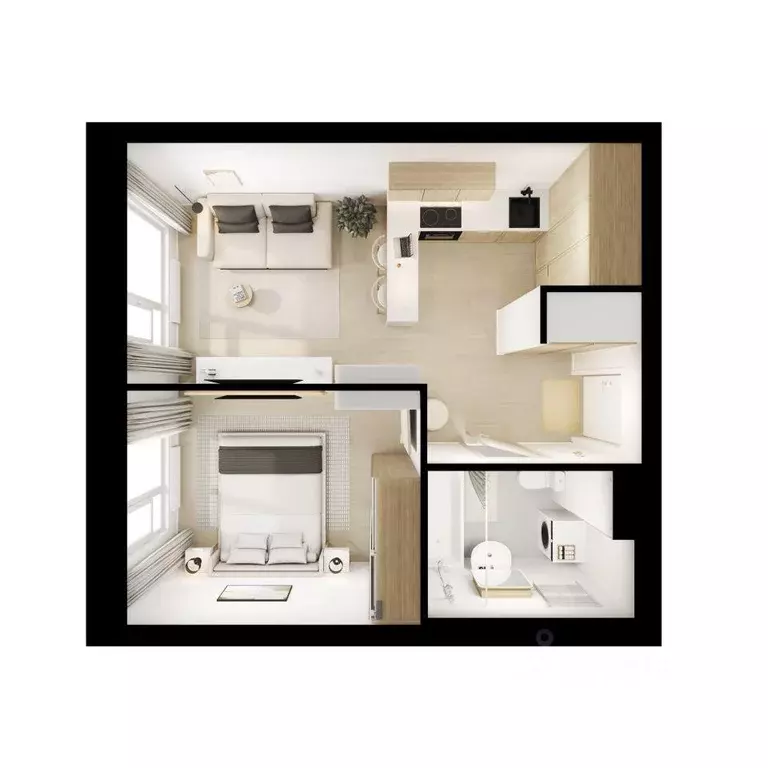 Квартира, 1 комната, 33.2 м - Фото 1