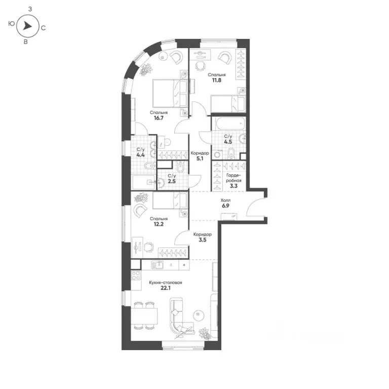 3-к кв. Москва Октябрьская ул., 103 (93.0 м) - Фото 0