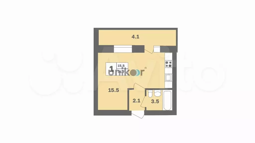 Квартира-студия, 31,7 м, 6/12 эт. - Фото 0