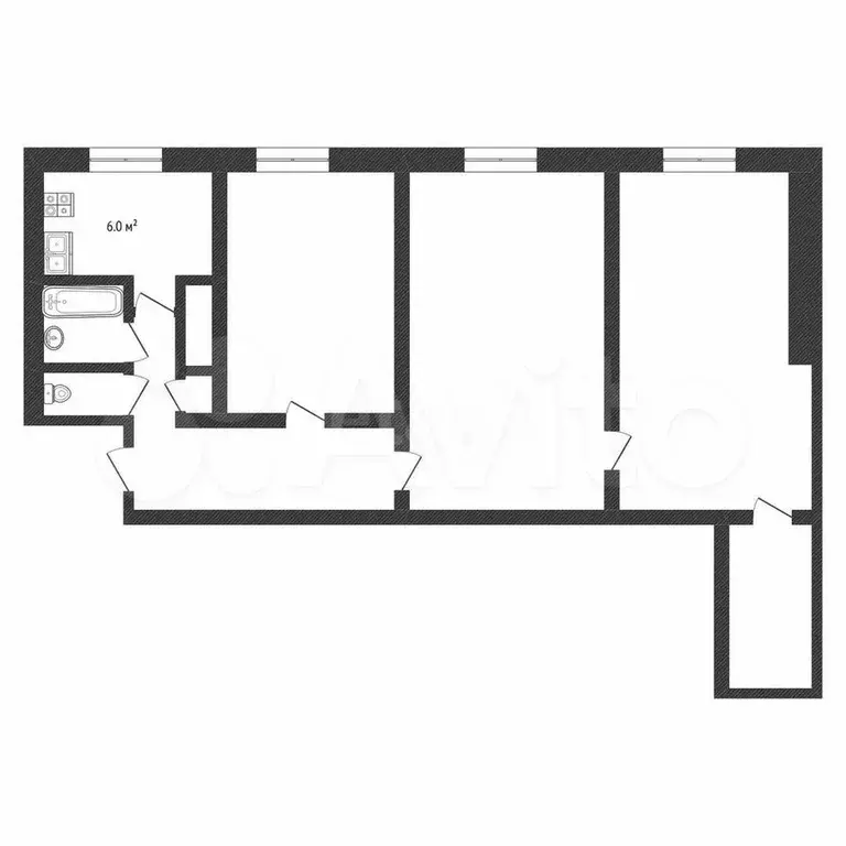 3-к. квартира, 59 м, 5/9 эт. - Фото 1
