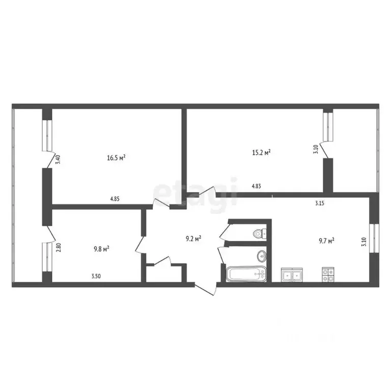 3-к кв. Ставропольский край, Пятигорск Транзитная ул. (69.7 м) - Фото 2