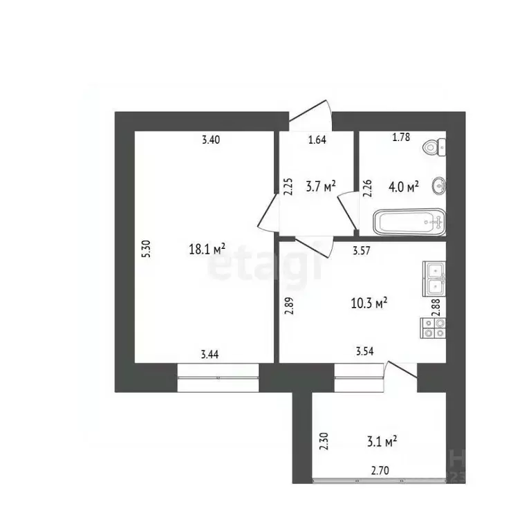 1-к кв. Башкортостан, Стерлитамак ул. Строителей, 8 (36.1 м) - Фото 1