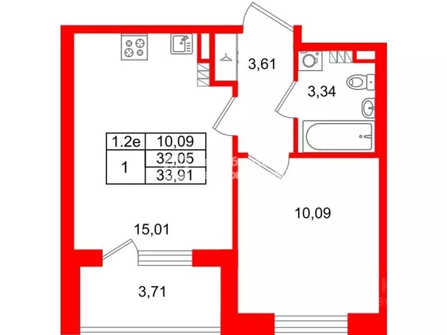 1-к кв. Санкт-Петербург Волхонское ш., 23к1 (32.05 м) - Фото 1