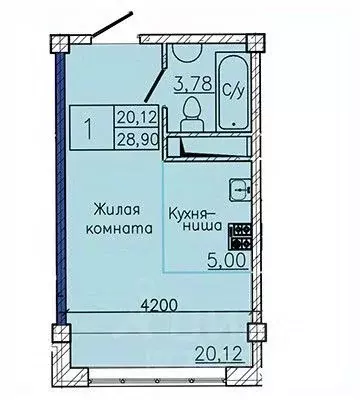 Студия Ставропольский край, Пятигорск ул. Ермолова, 28А (28.9 м) - Фото 1