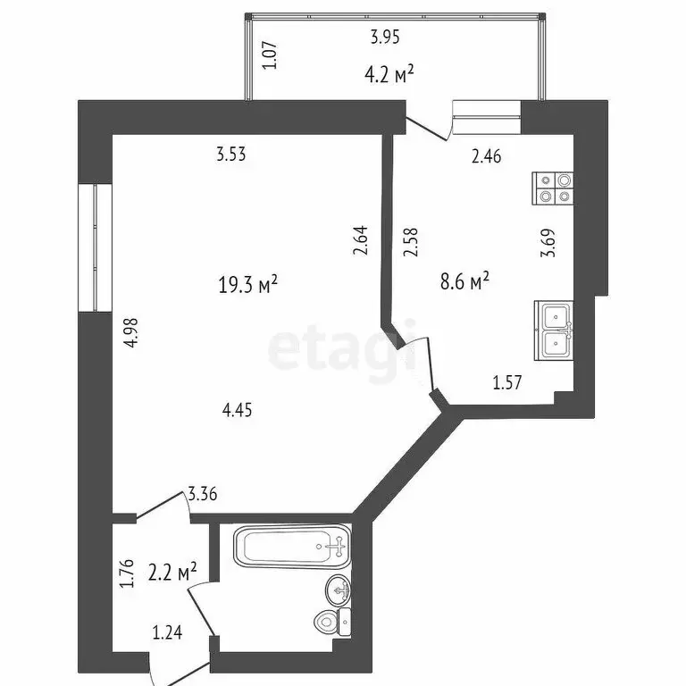 1-комнатная квартира: Тюмень, улица Домостроителей, 2к1 (33 м) - Фото 0