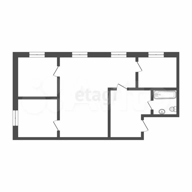 3-к. квартира, 61 м, 1/5 эт. - Фото 0