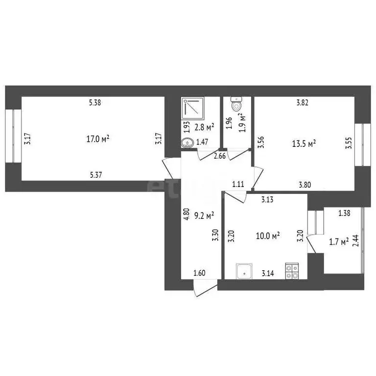 2-комнатная квартира: Стерлитамак, улица Артёма, 84 (53.2 м) - Фото 1