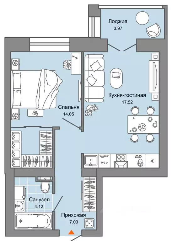 2-к кв. Кировская область, Киров Знак жилой комплекс (45.0 м) - Фото 0